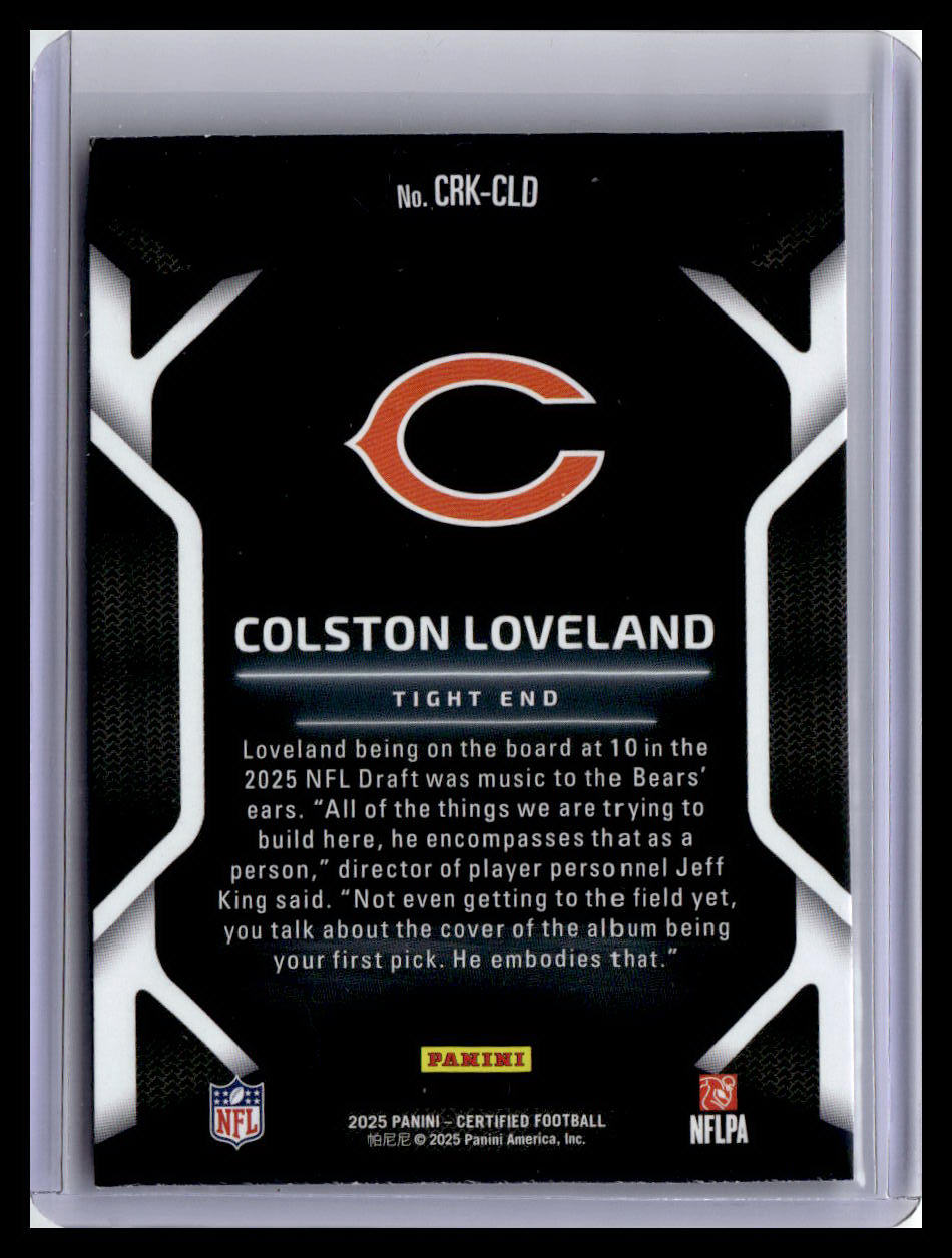 2025 Panini Certified #CRK-CLD Colston Loveland Certified Rookies
