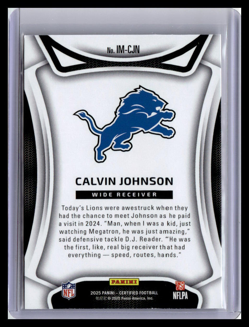 2025 Panini Certified #IM-CJN Calvin Johnson Immortals