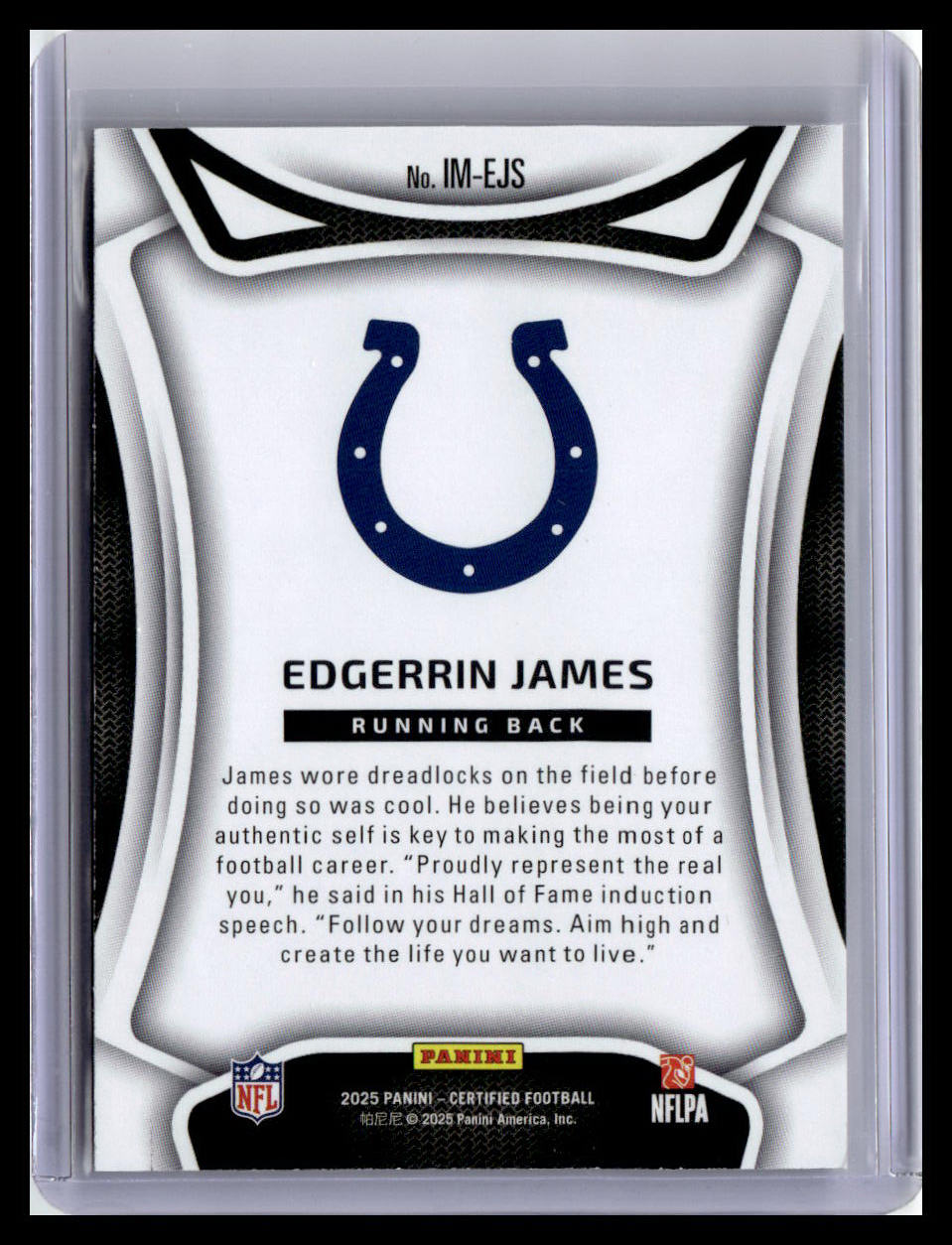 2025 Panini Certified #IM-EJS Edgerrin James Purple Immortals /299