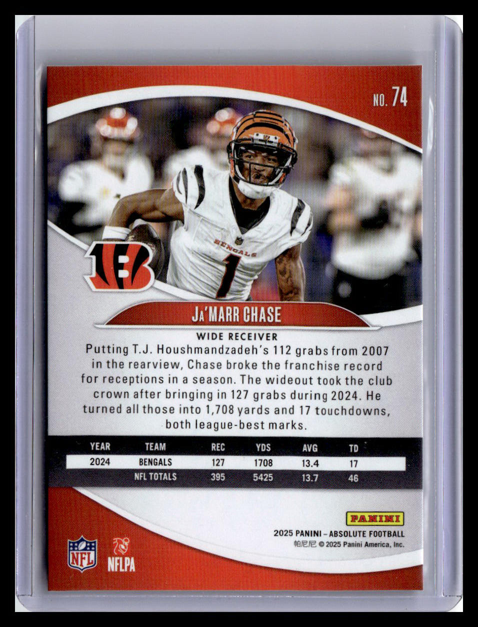 2025 Panini Absolute #74 Ja'Marr Chase Red & Green