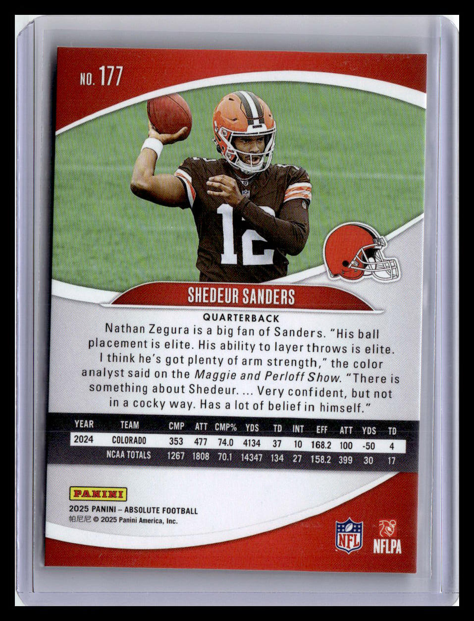 2025 Panini Absolute #177 Shedeur Sanders Red & Green