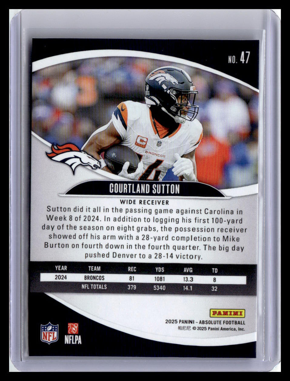 2025 Panini Absolute #47 Courtland Sutton Red & Green