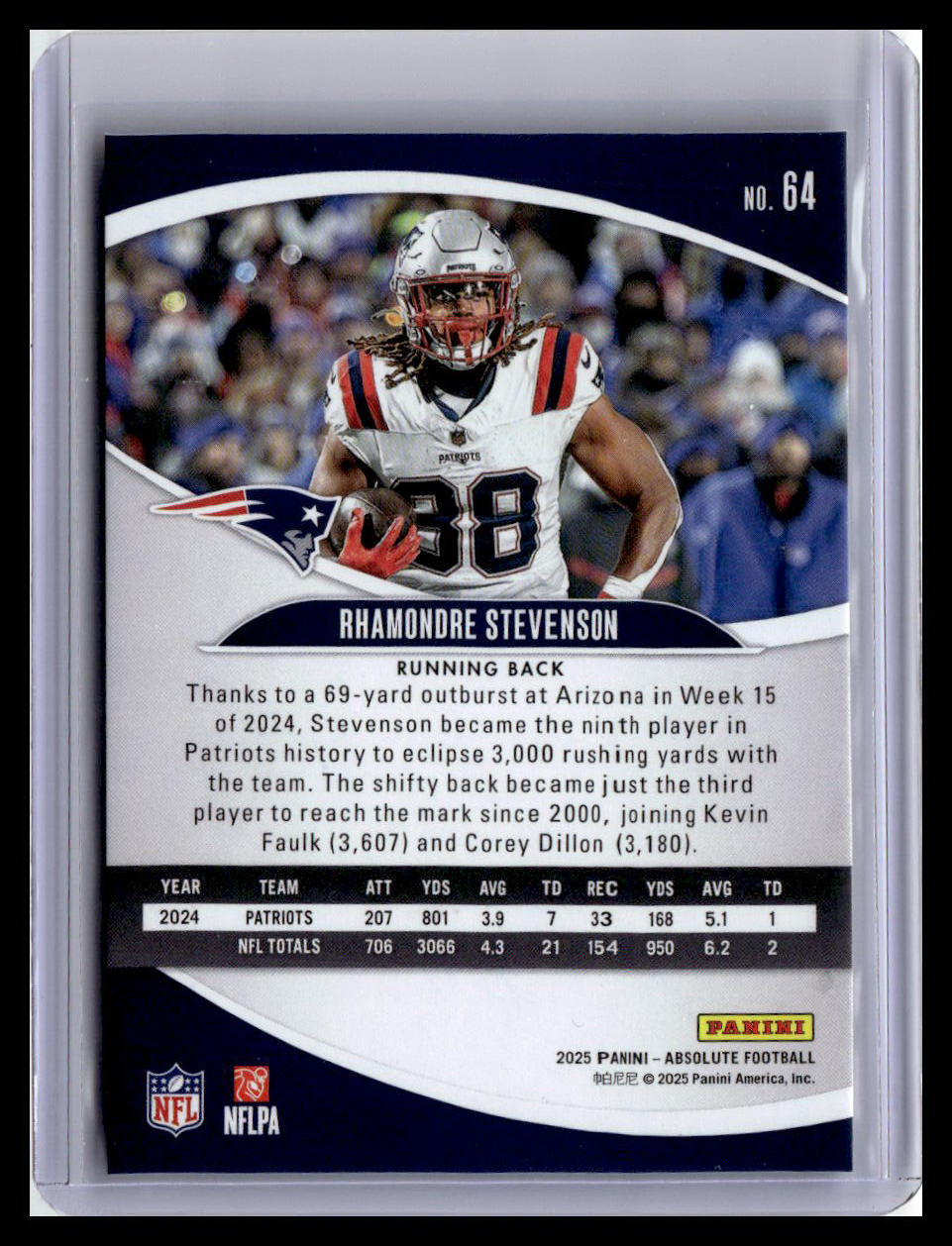 2025 Panini Absolute #64 Rhamondre Stevenson Red & Green