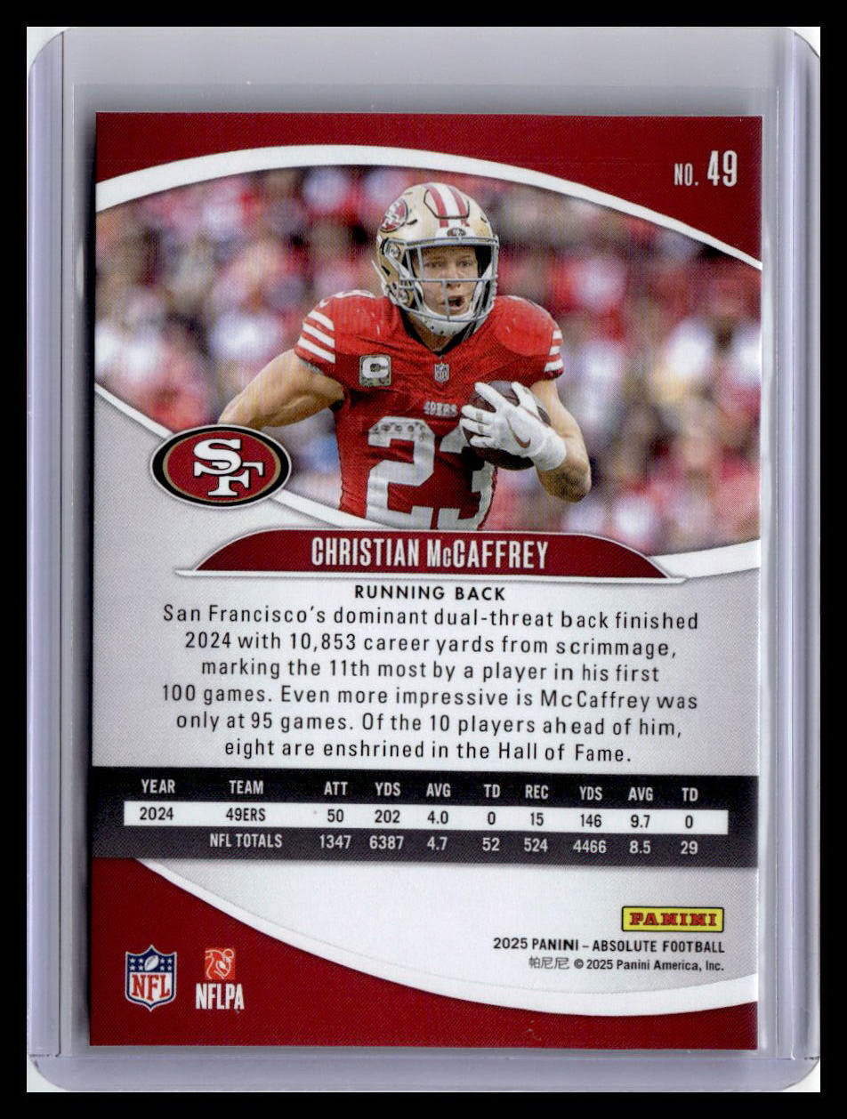 2025 Panini Absolute #49 Christian McCaffrey Red & Green