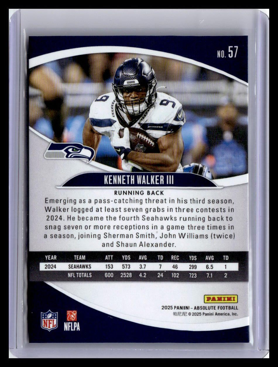 2025 Panini Absolute #57 Kenneth Walker III Red & Green