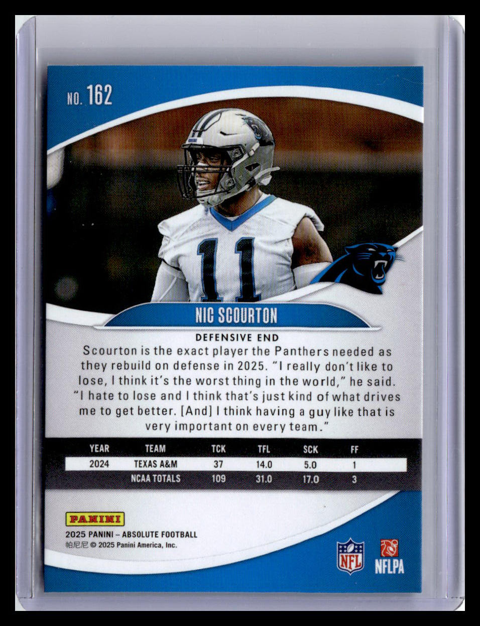 2025 Panini Absolute #162 Nic Scourton (RC) Red & Green