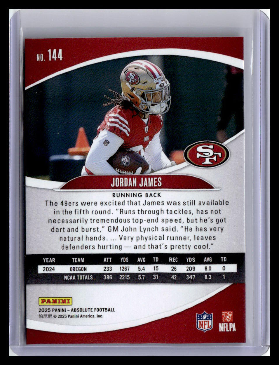 2025 Panini Absolute #144 Jordan James (RC) Red & Green