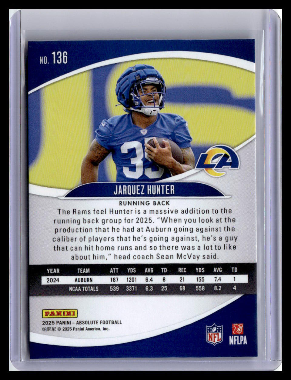 2025 Panini Absolute #136 Jarquez Hunter (RC) Red & Green
