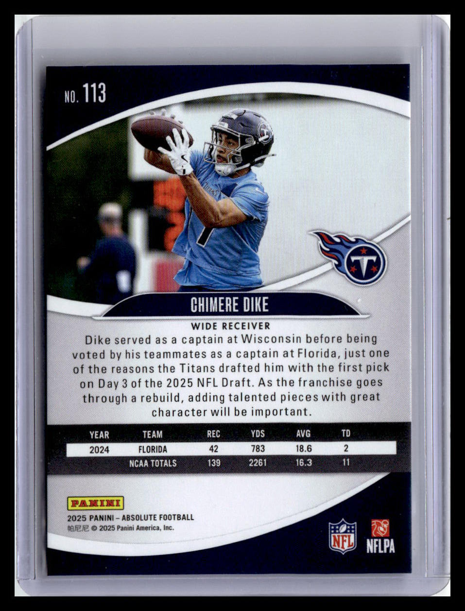 2025 Panini Absolute #113 Chimere Dike (RC) Red & Green