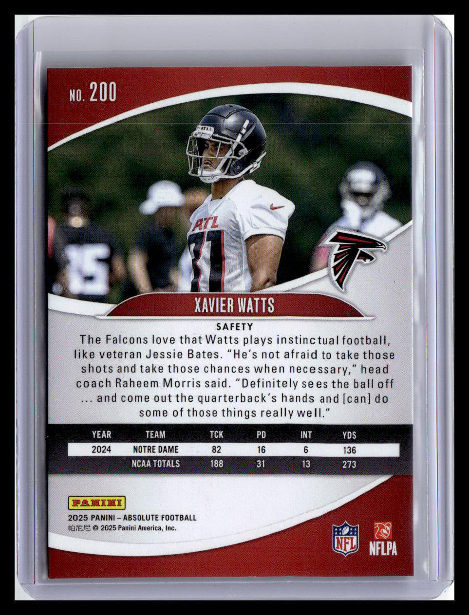 2025 Panini Absolute #200 Xavier Watts (RC) Red & Green