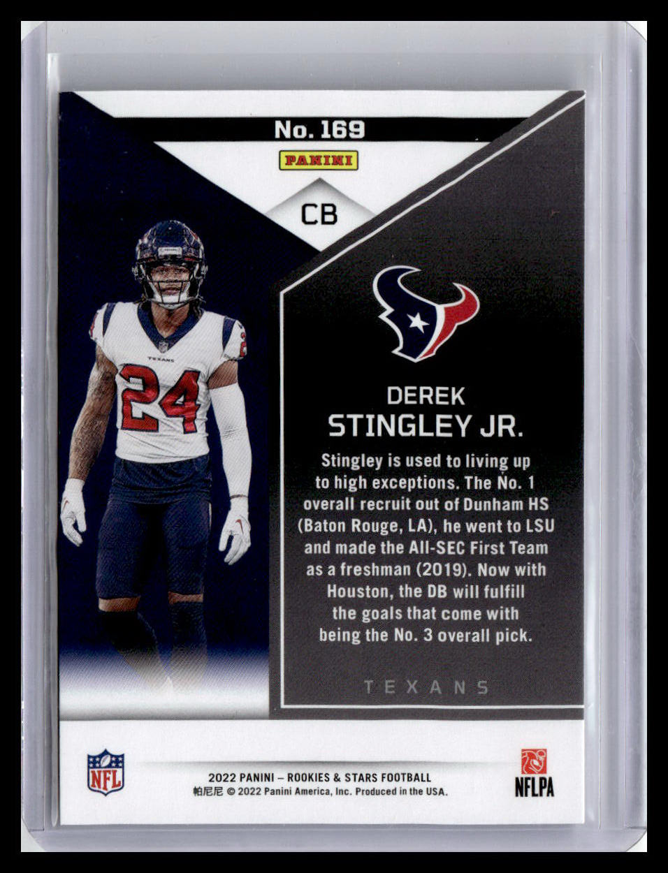2022 Panini Rookies & Stars #169 Derek Stingley Jr. (RC)