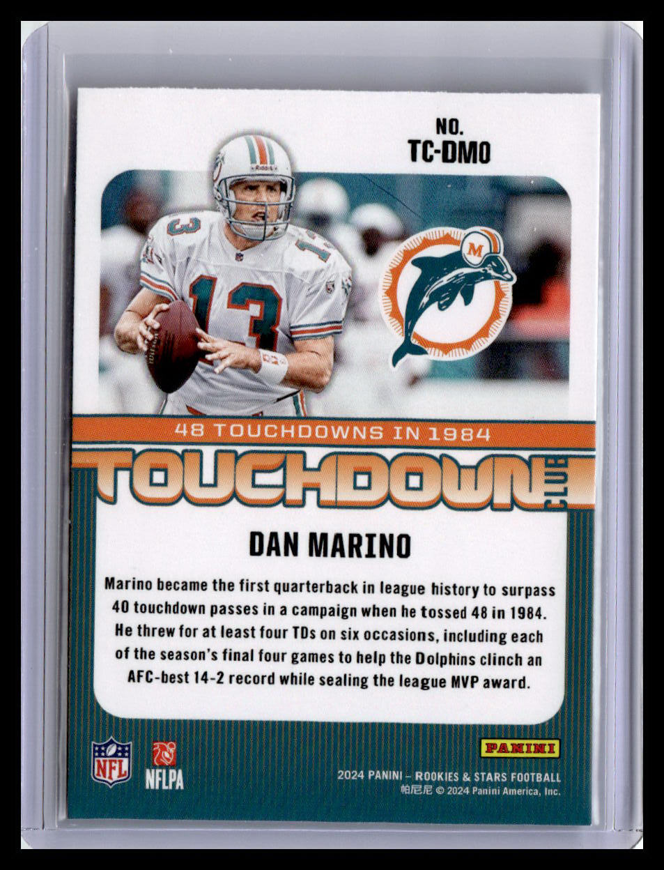 2024 Panini Rookies & Stars #TC-DMO Dan Marino Touchdown Club