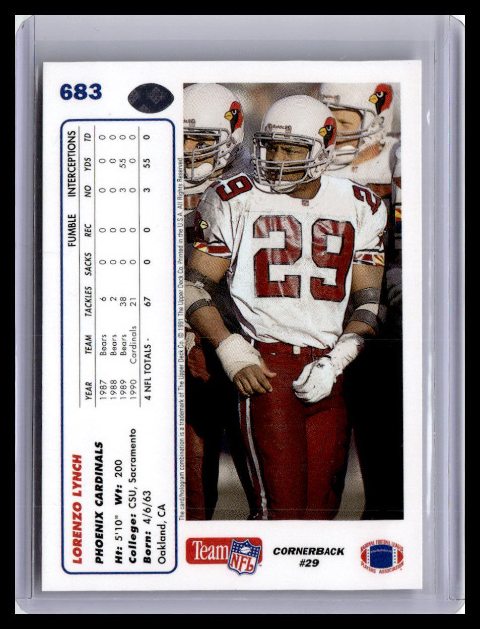 1991 Upper Deck #683 Lorenzo Lynch