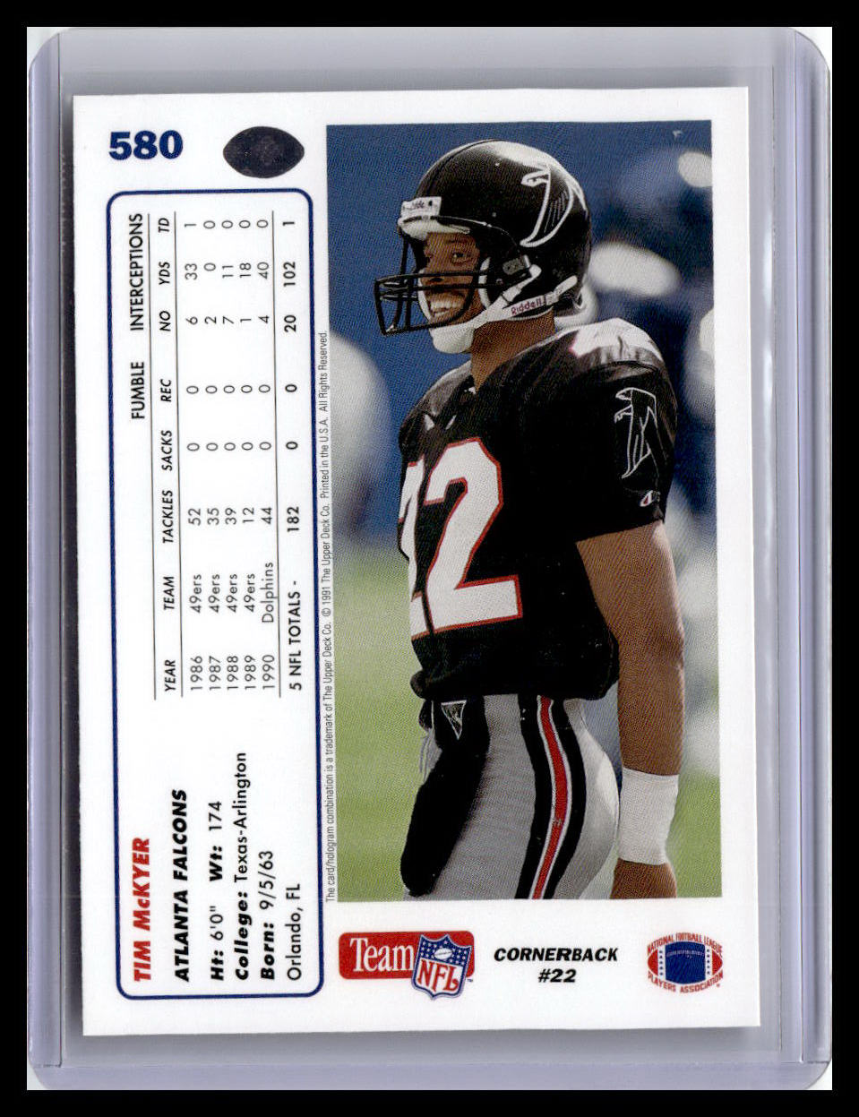 1991 Upper Deck #580 Tim McKyer