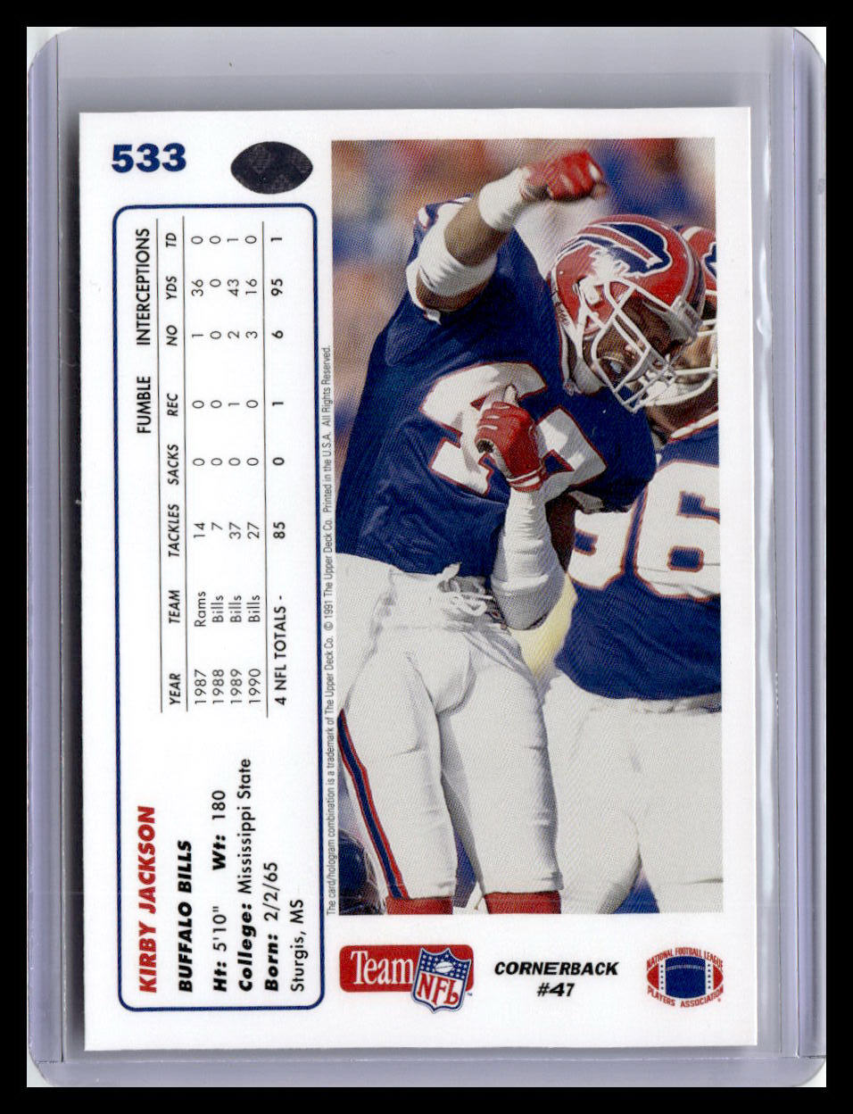 1991 Upper Deck #533b Kirby Jackson