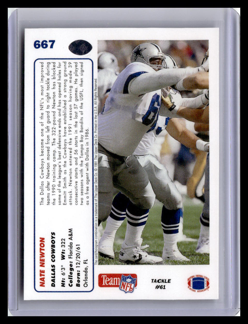 1991 Upper Deck #667 Nate Newton