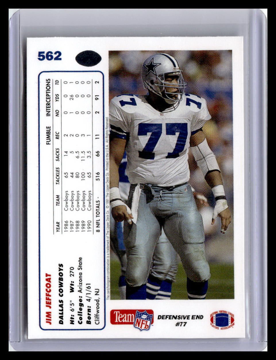 1991 Upper Deck #562 Jim Jeffcoat