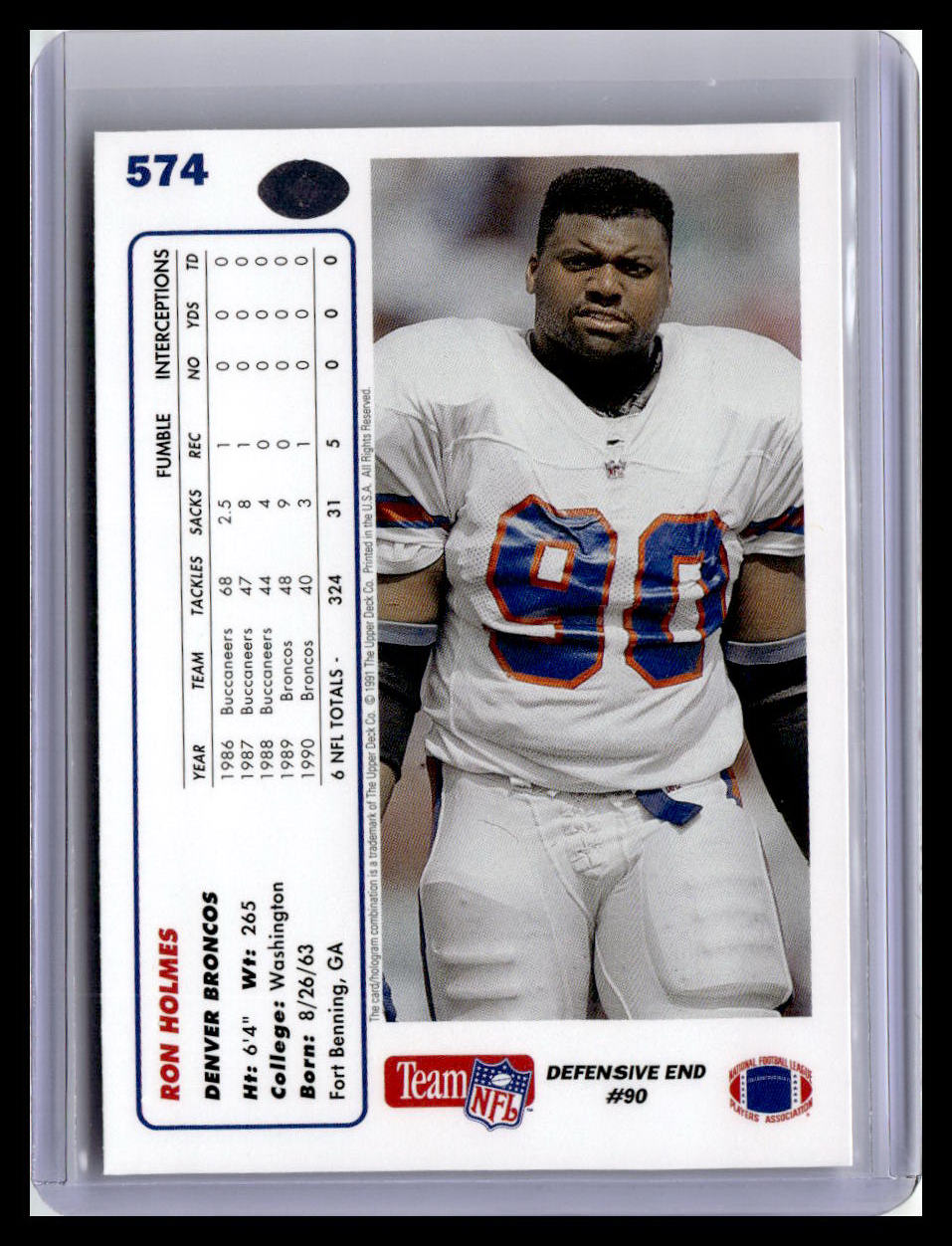 1991 Upper Deck #574 Ron Holmes