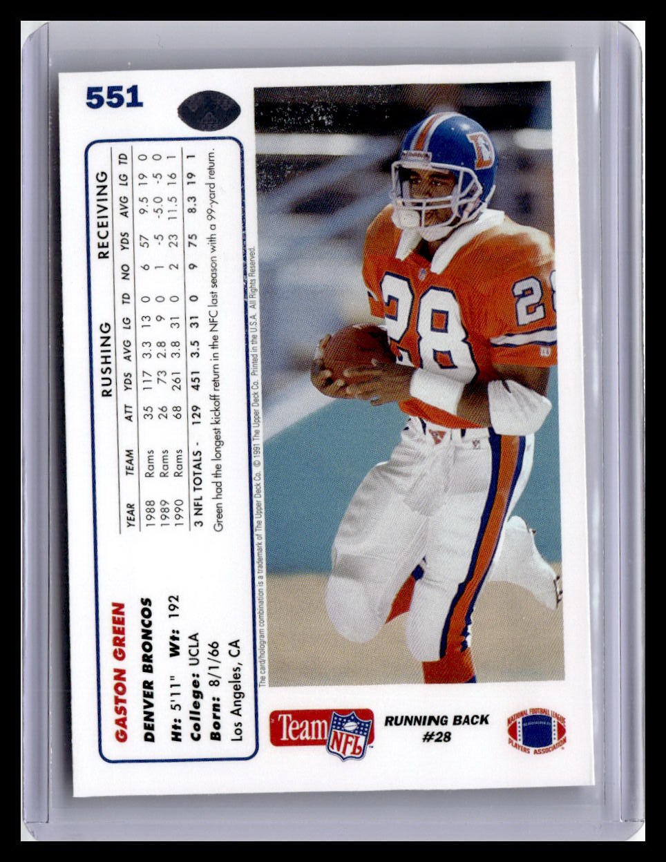 1991 Upper Deck #551 Gaston Green