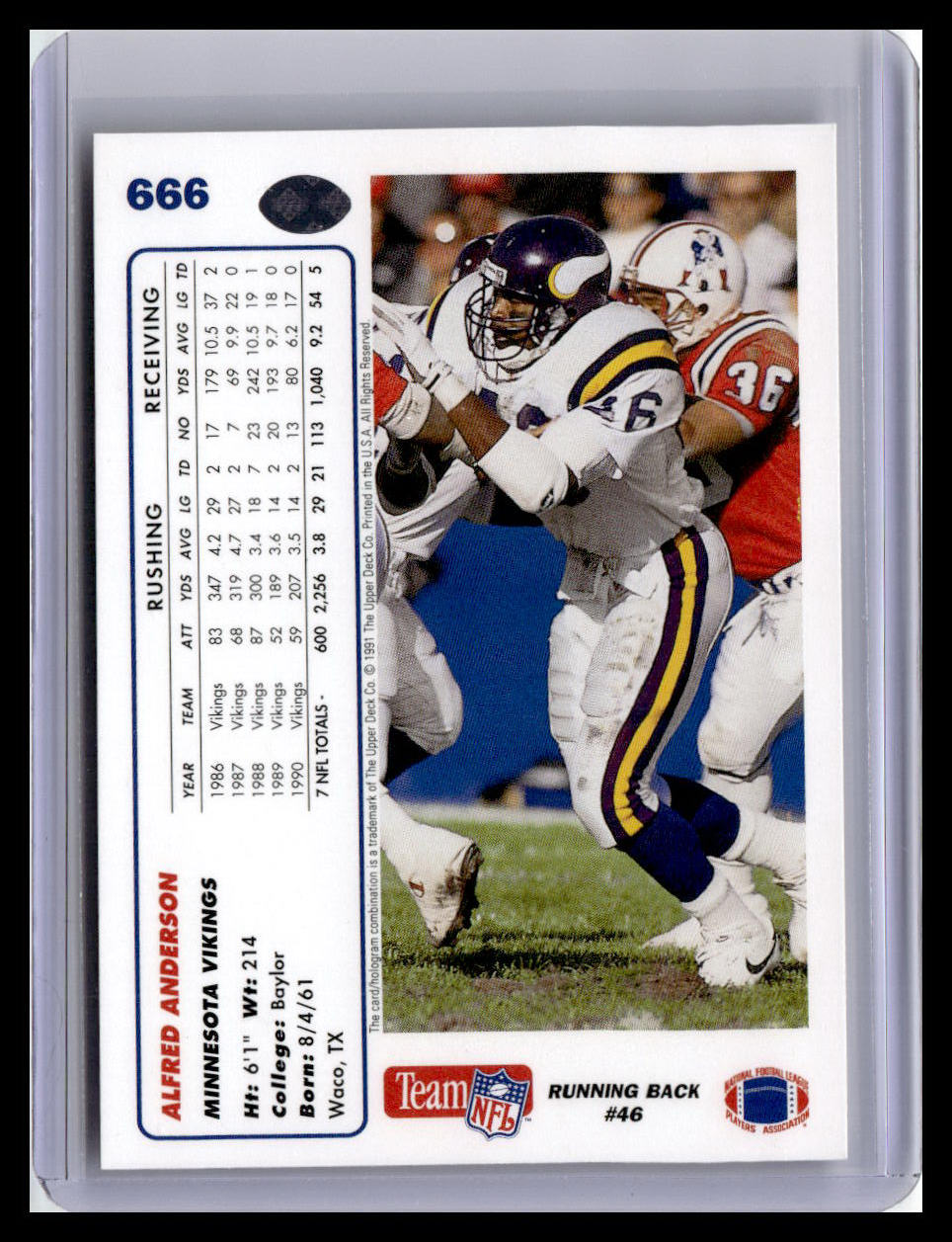 1991 Upper Deck #666 Alfred Anderson