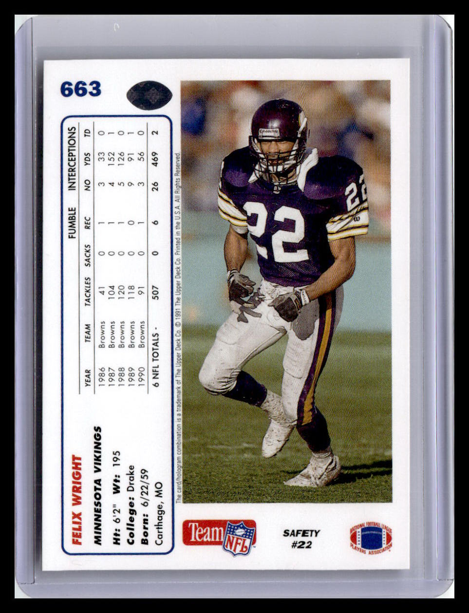 1991 Upper Deck #663 Felix Wright