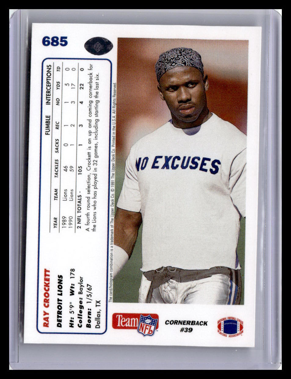 1991 Upper Deck #685 Ray Crockett