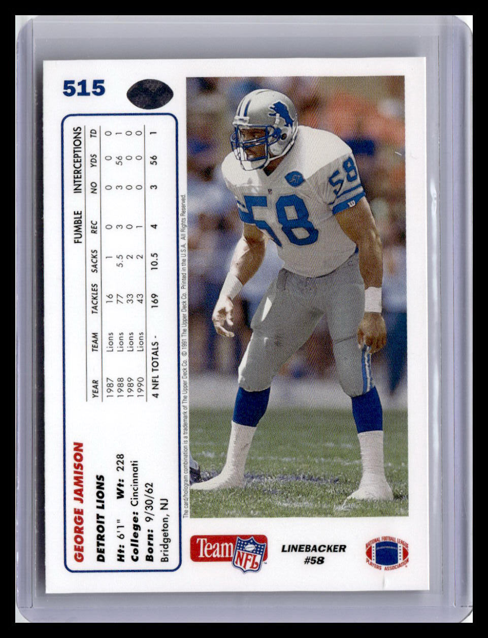 1991 Upper Deck #515 George Jamison