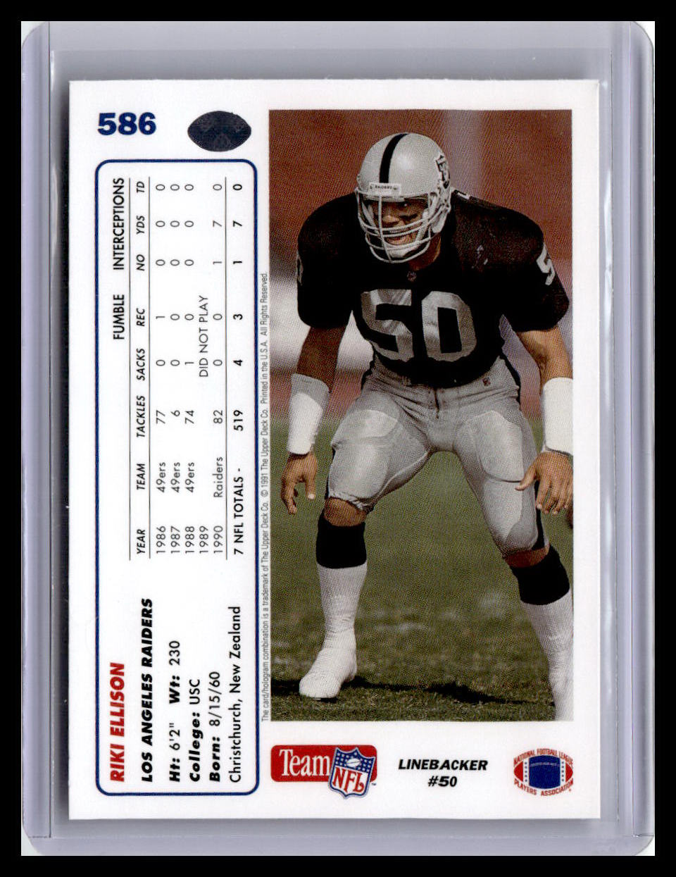 1991 Upper Deck #586 Riki Ellison