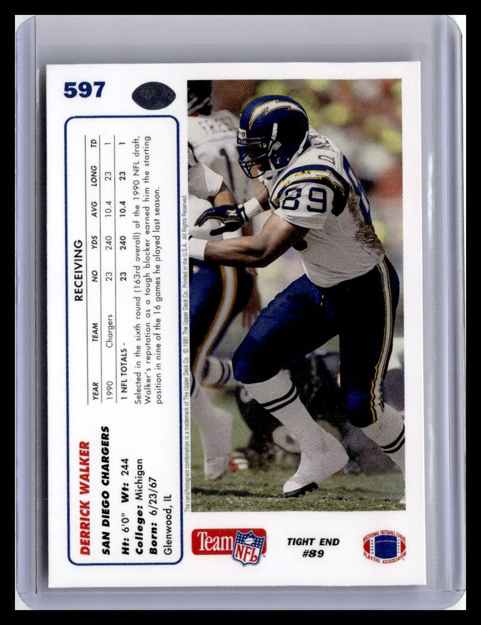 1991 Upper Deck #597 Derrick Walker