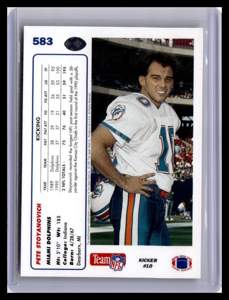 1991 Upper Deck #583 Pete Stoyanovich