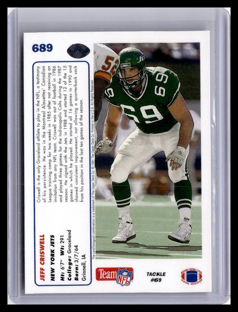 1991 Upper Deck #689 Jeff Criswell
