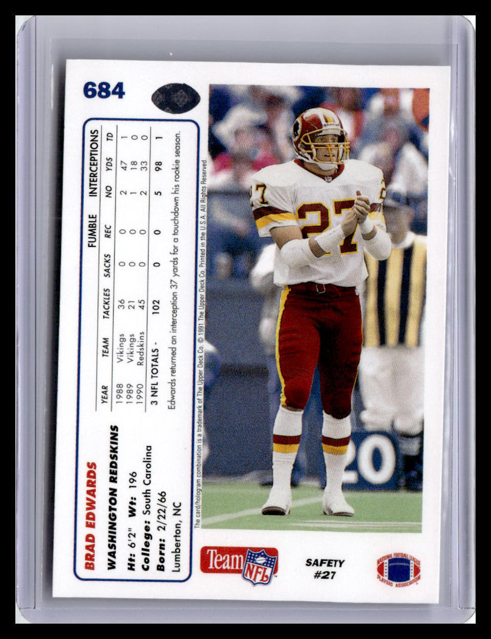 1991 Upper Deck #684 Brad Edwards