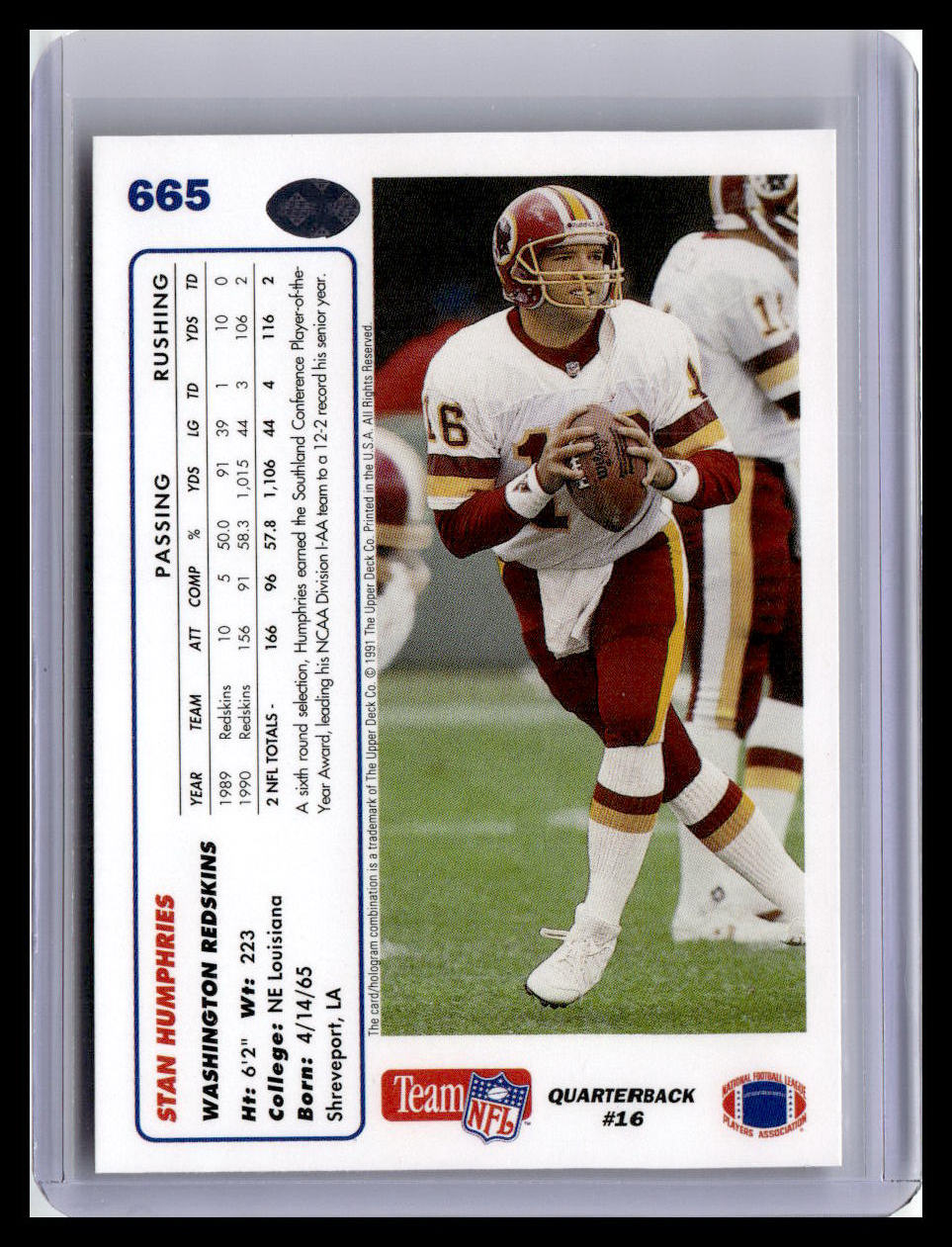 1991 Upper Deck #665 Stan Humphries