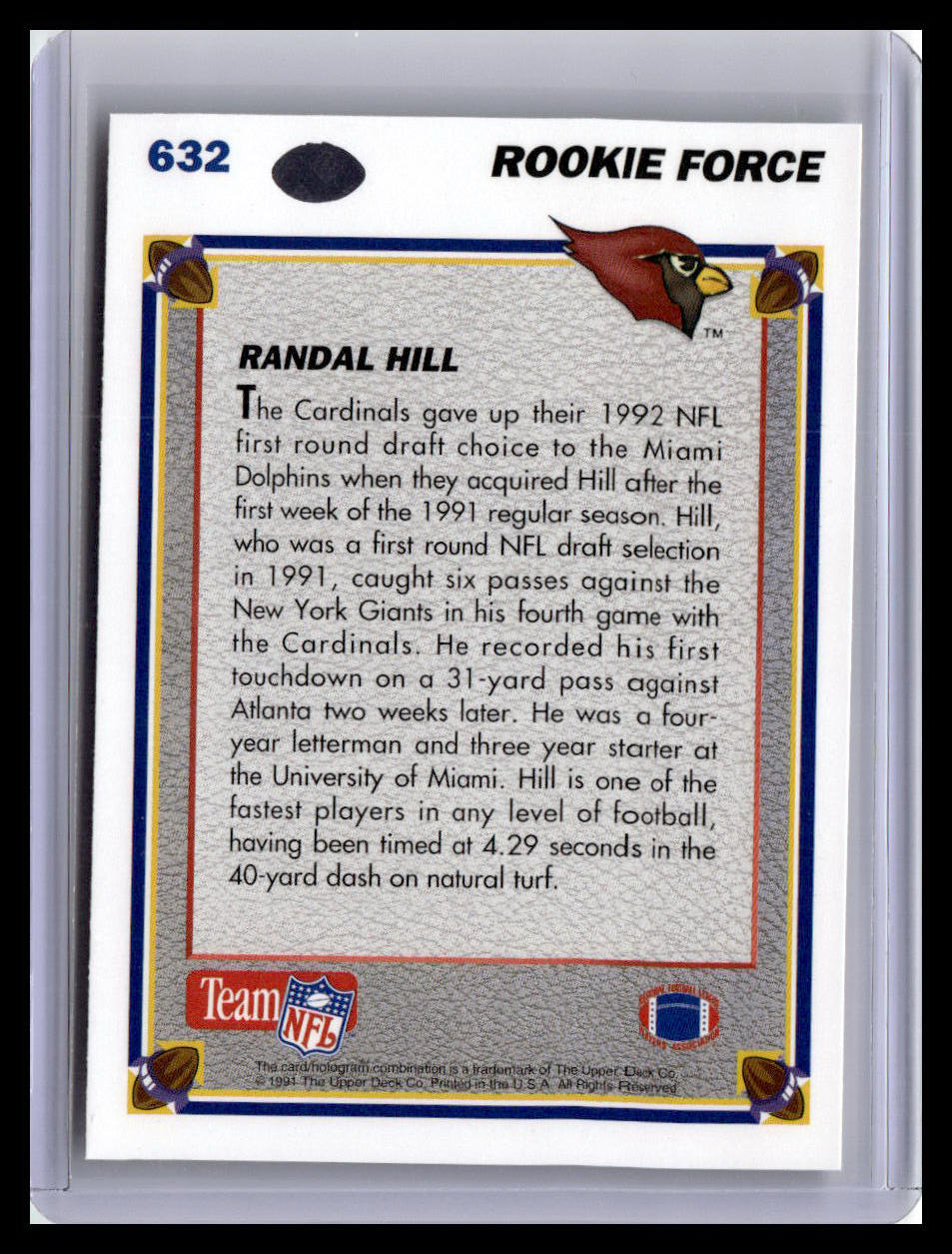 1991 Upper Deck #632 Randal Hill (RC)