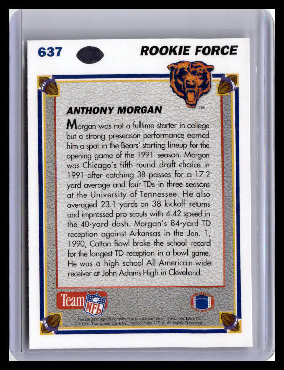 1991 Upper Deck #637 Anthony Morgan (RC)