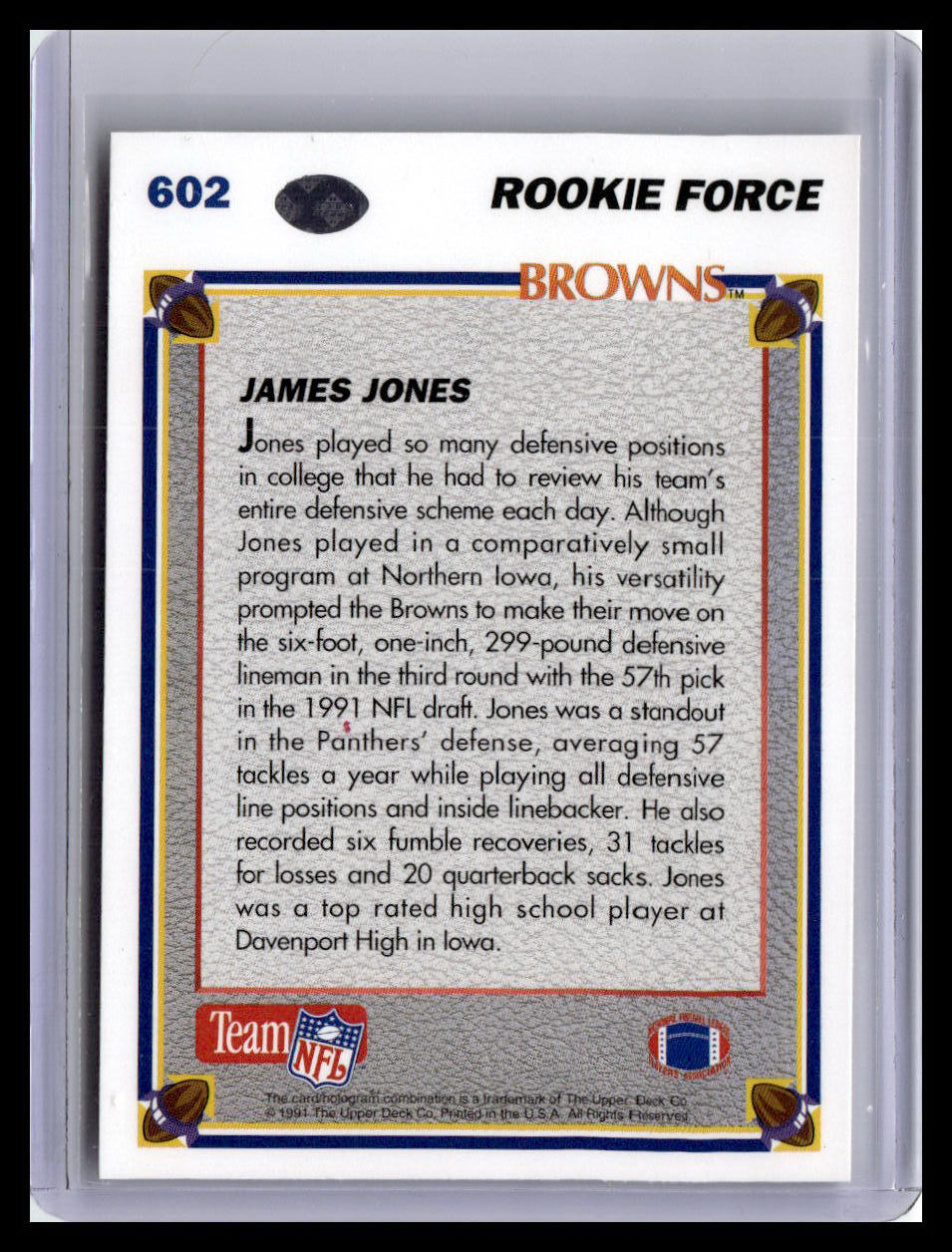 1991 Upper Deck #602 James Jones (RC)
