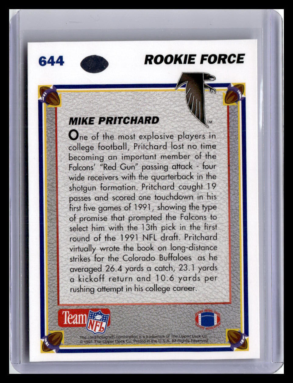 1991 Upper Deck #644 Mike Pritchard (RC)