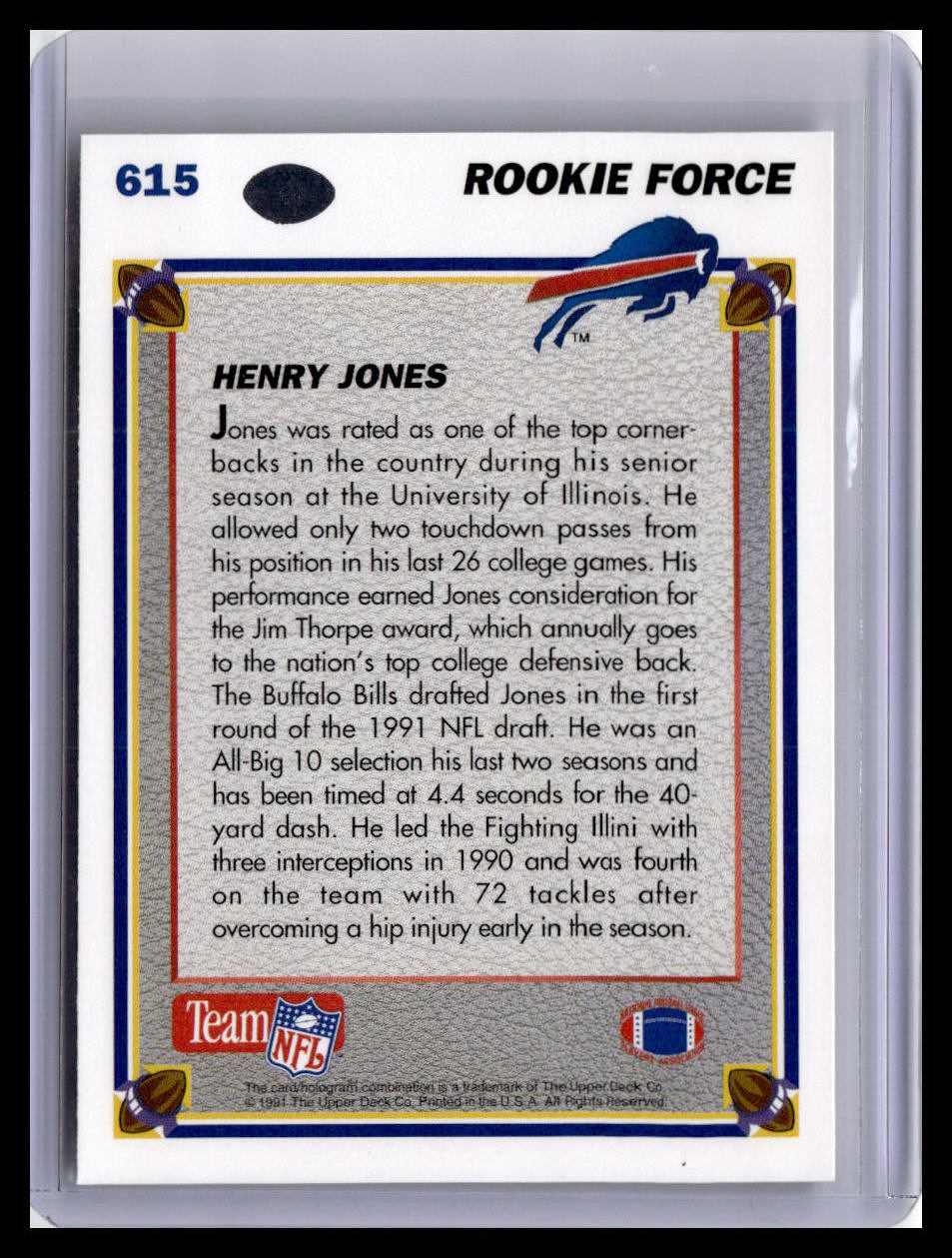 1991 Upper Deck #615 Henry Jones (RC)