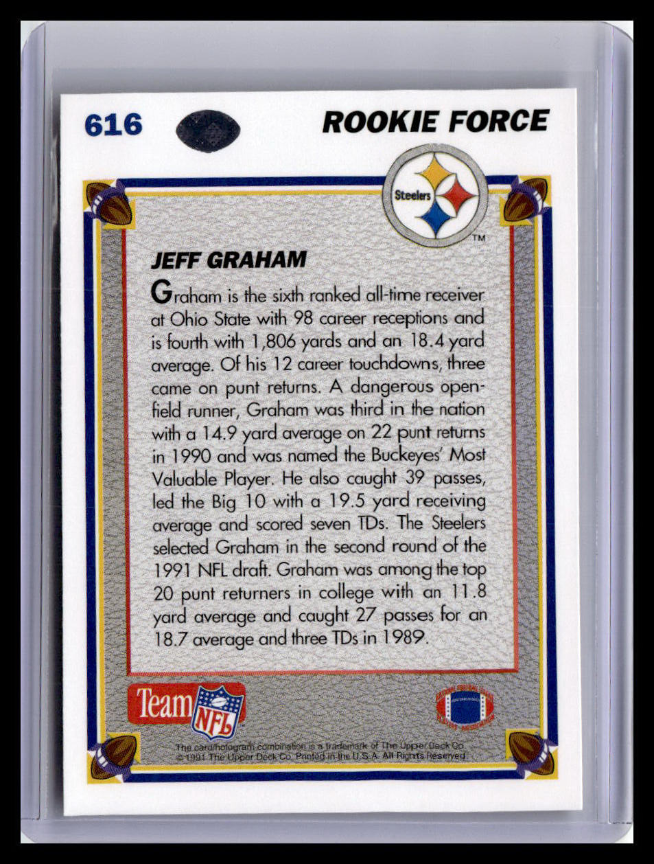 1991 Upper Deck #616 Jeff Graham (RC)