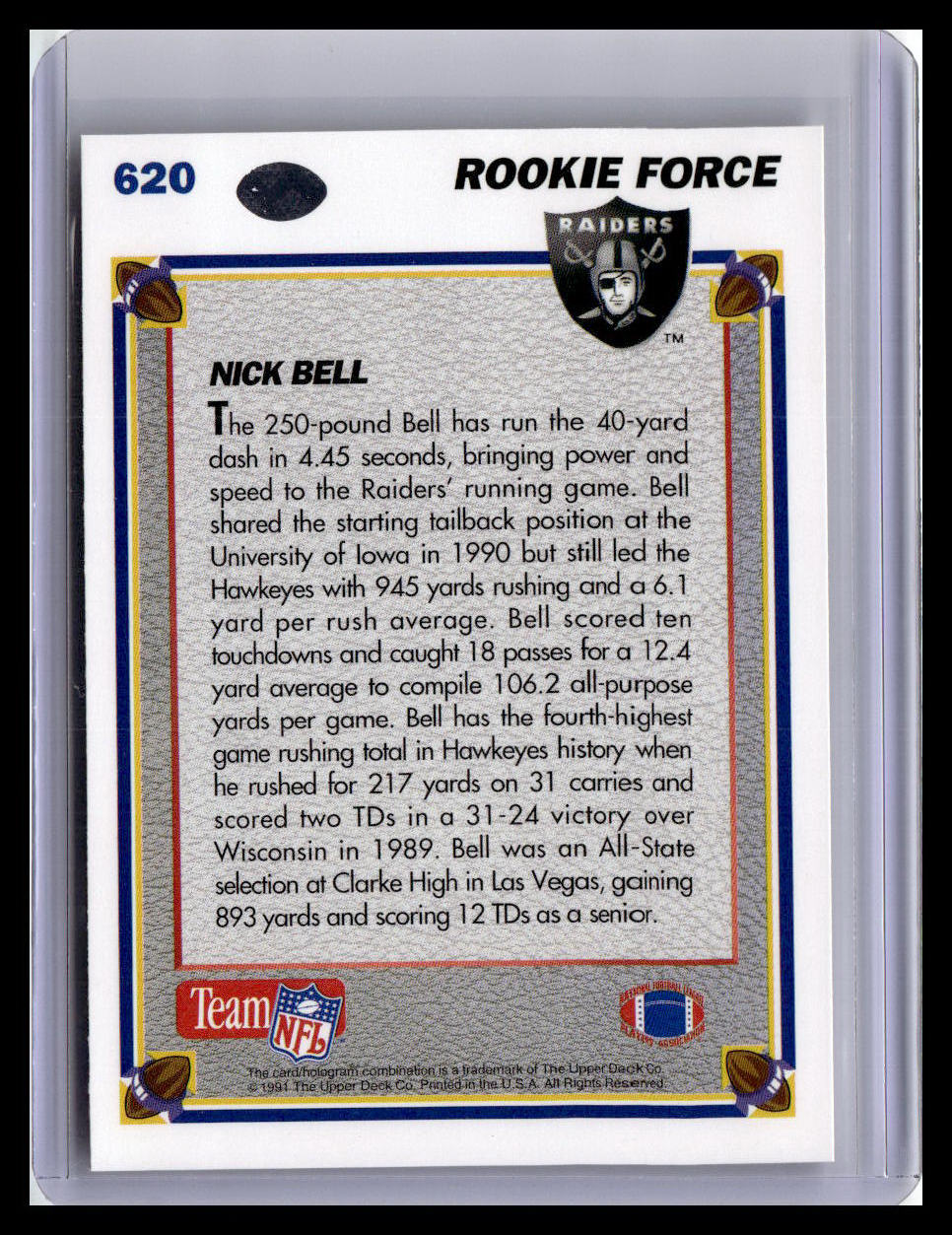 1991 Upper Deck #620 Nick Bell (RC)