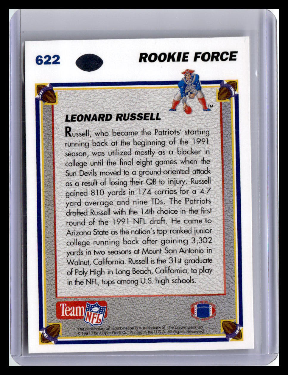 1991 Upper Deck #622 Leonard Russell (RC)