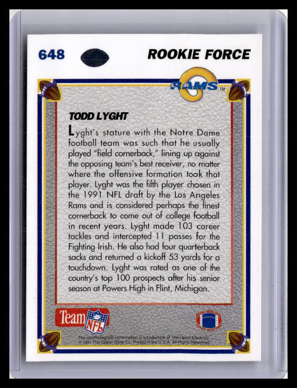 1991 Upper Deck #648 Todd Lyght (RC)