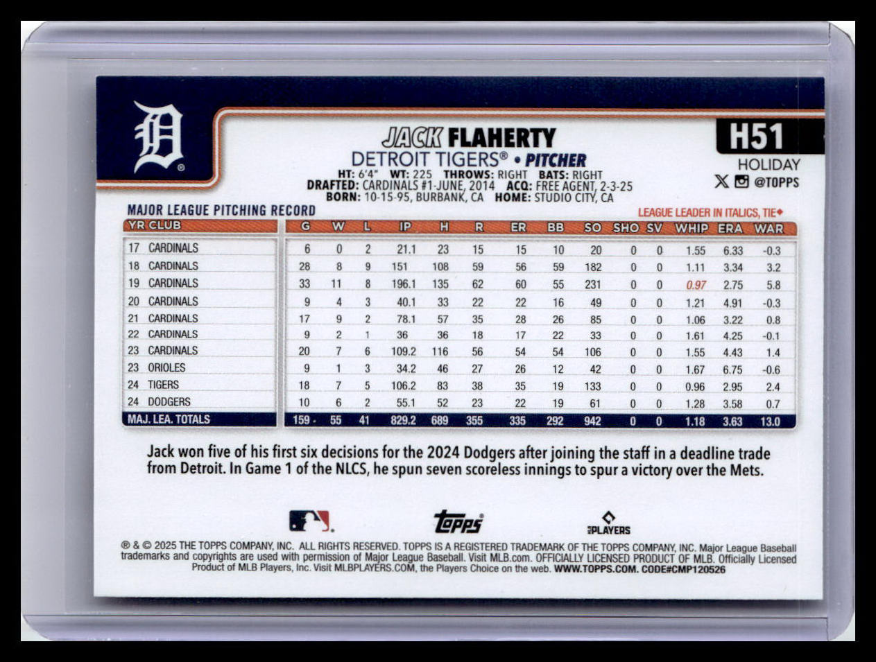 2025 Topps Holiday #H51 Jack Flaherty