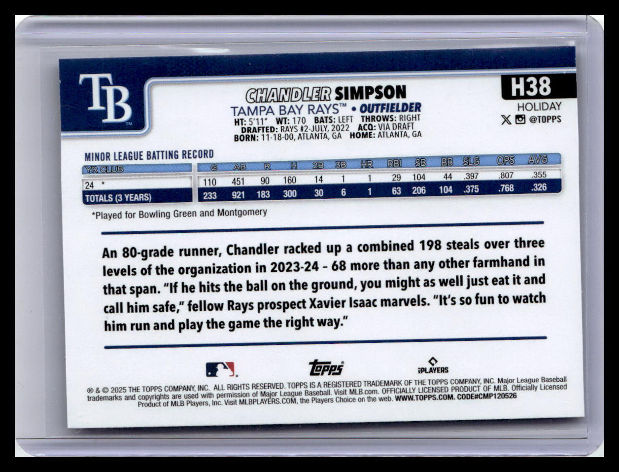 2025 Topps Holiday #H38 Chandler Simpson