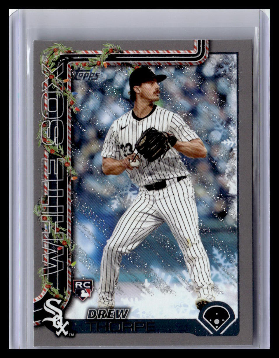 2025 Topps Holiday #H6 Drew Thorpe (RC) Silver Glitter Holiday