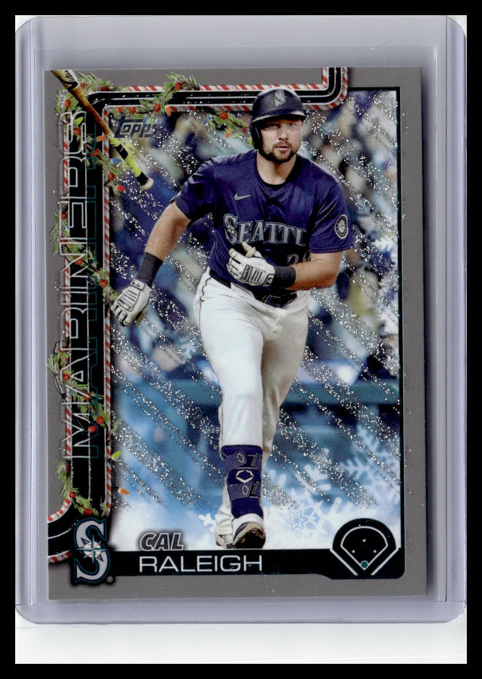 2025 Topps Holiday #H54 Cal Raleigh Silver Glitter Holiday
