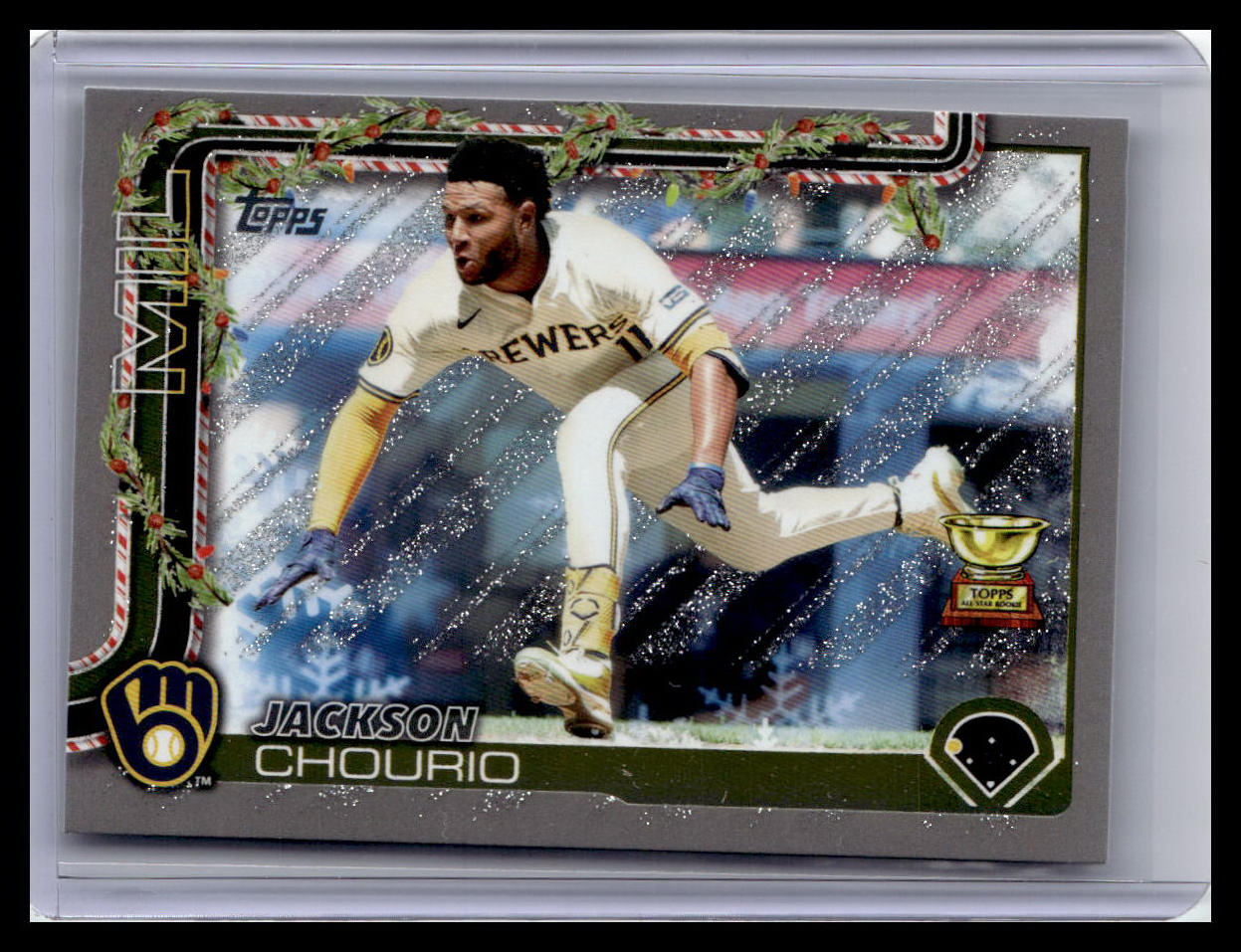 2025 Topps Holiday #H182 Jackson Chourio Silver Glitter Holiday