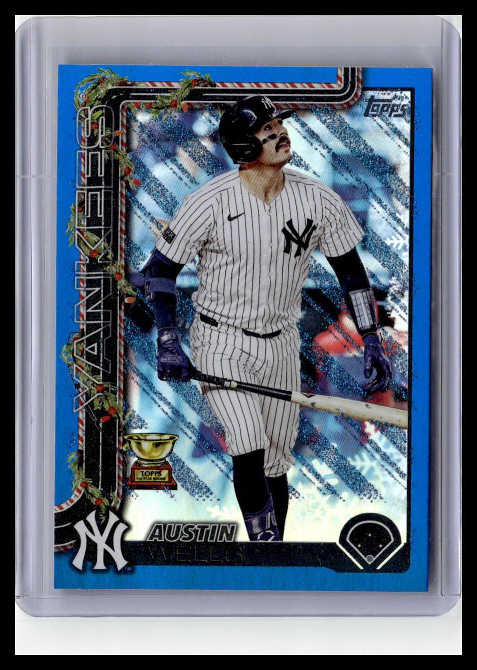 2025 Topps Holiday #H56 Austin Wells Blue Metallic Glitter Holiday