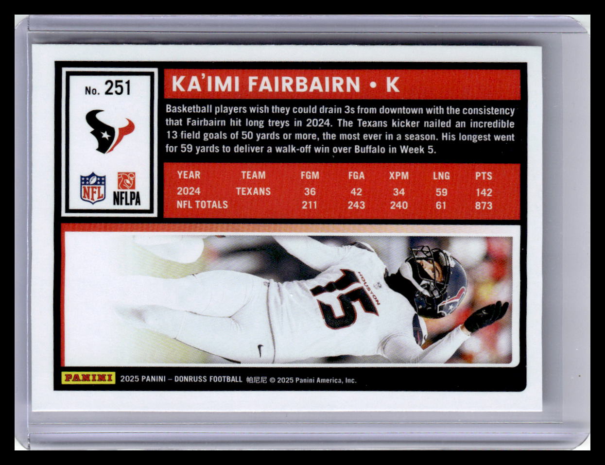 2025 Donruss #251 Ka’imi Fairbairn