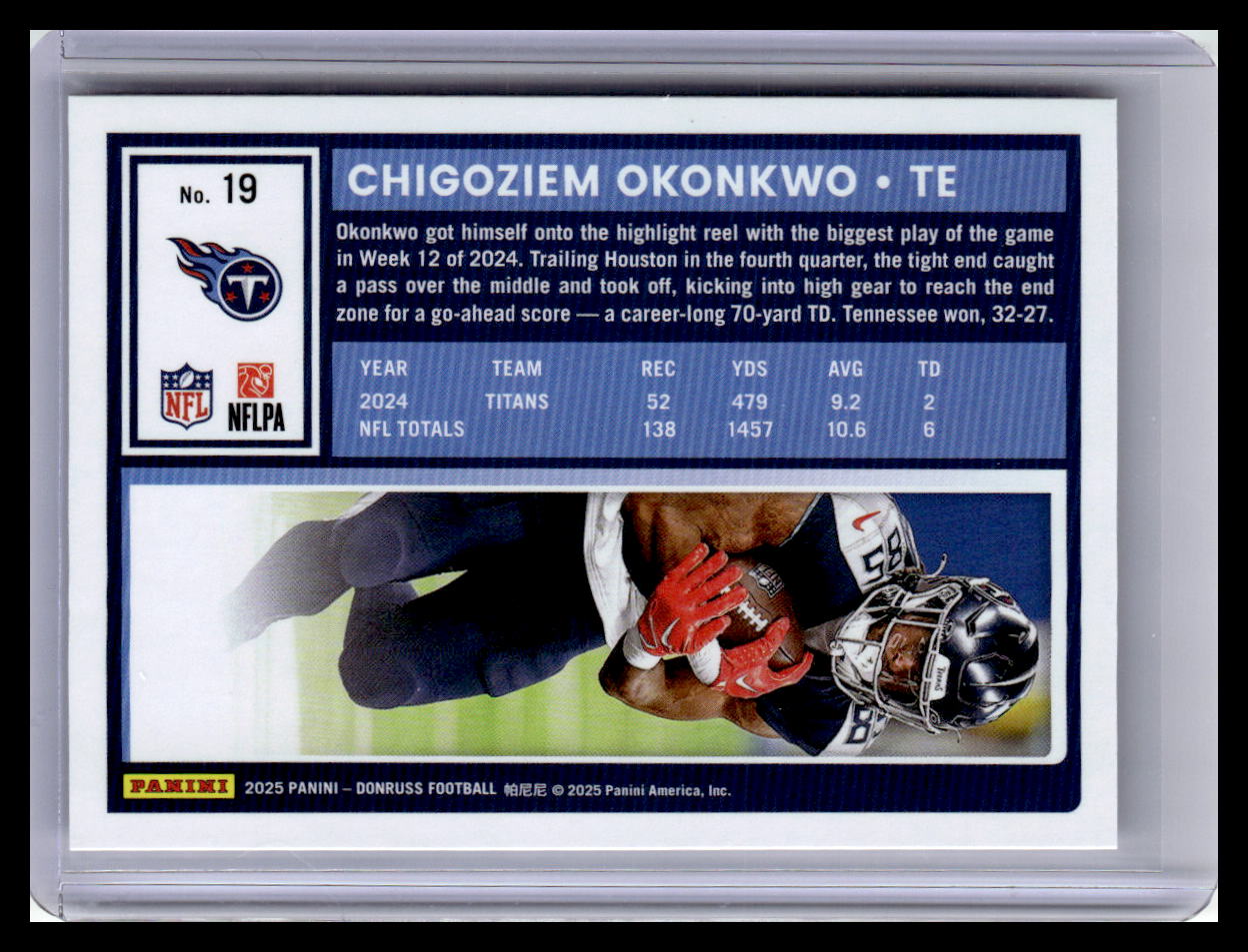 2025 Donruss #19 Chigoziem Okonkwo